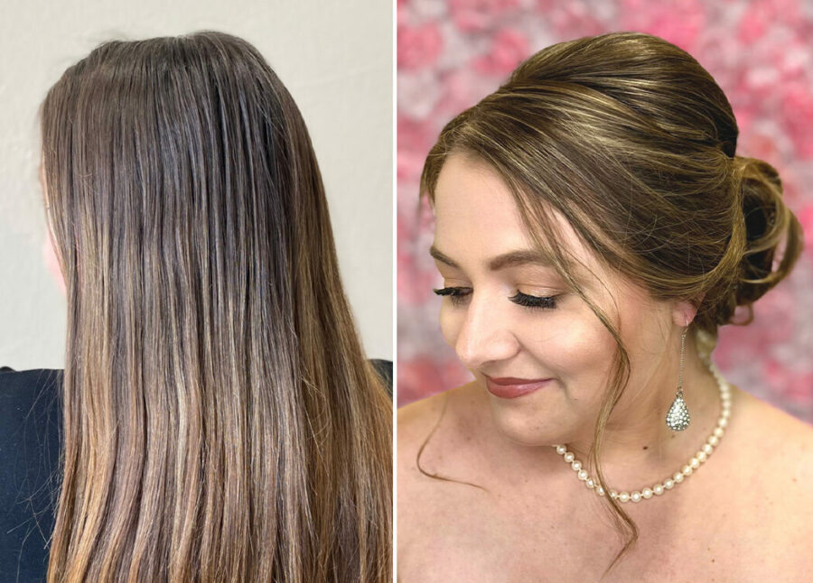 Before and after elegant bridal styling