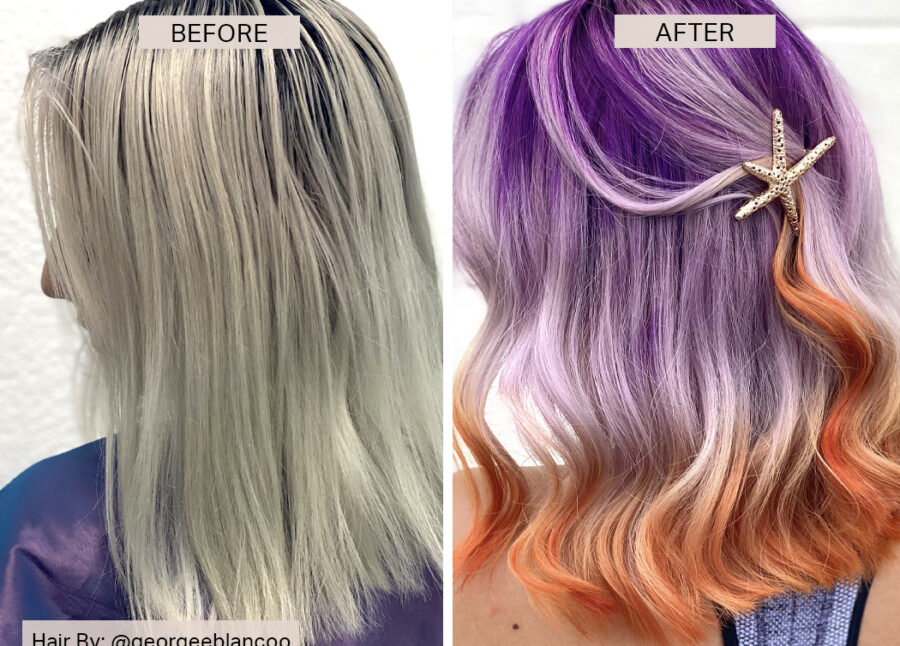 Before And After Of A Color Melt Hair Technique