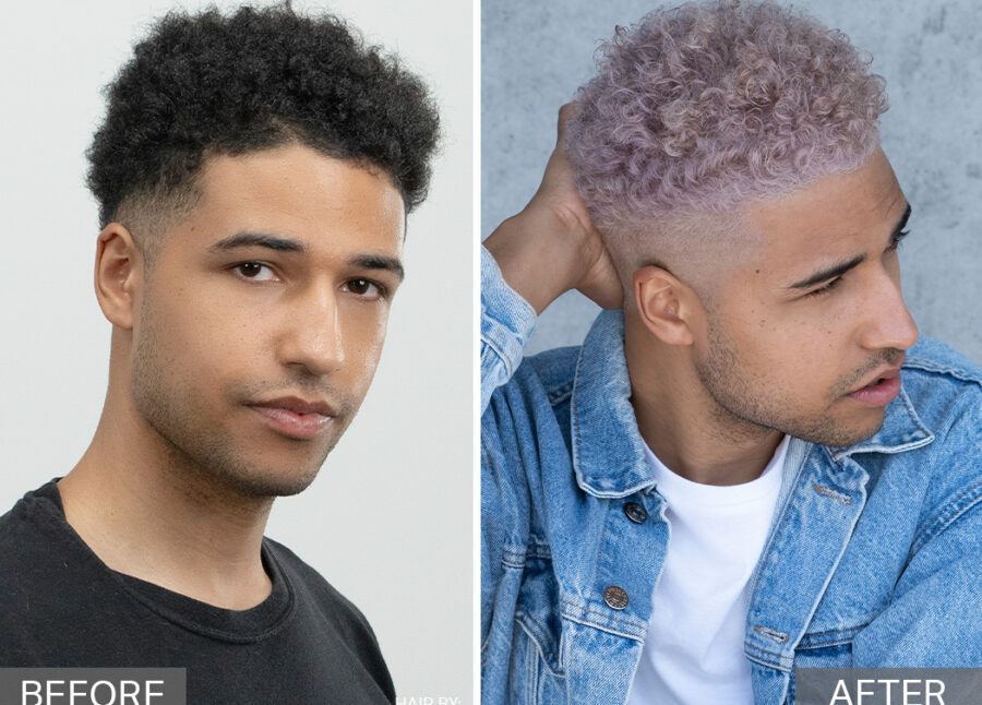 Before And After Platinum Toners Dusty Lilac on Male Model