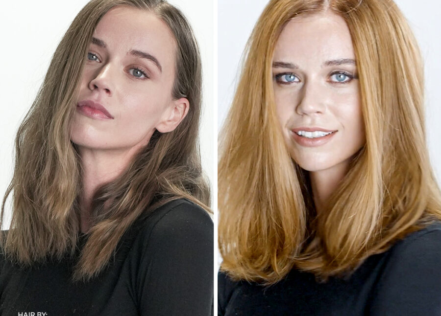 Before and After of Female Model Hair in 3 Steps to Spring's Signature Hair Color