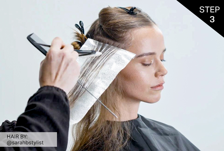 Step 3 Do Asymmetrical Accent for Female Model's Hair