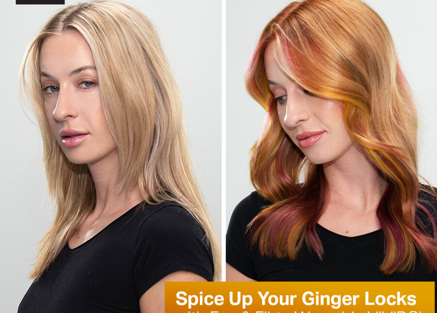 Before and After of Female Model's Hair in Spice Up Your Ginger Locks with Fun & Flirty Wearable VIVIDS