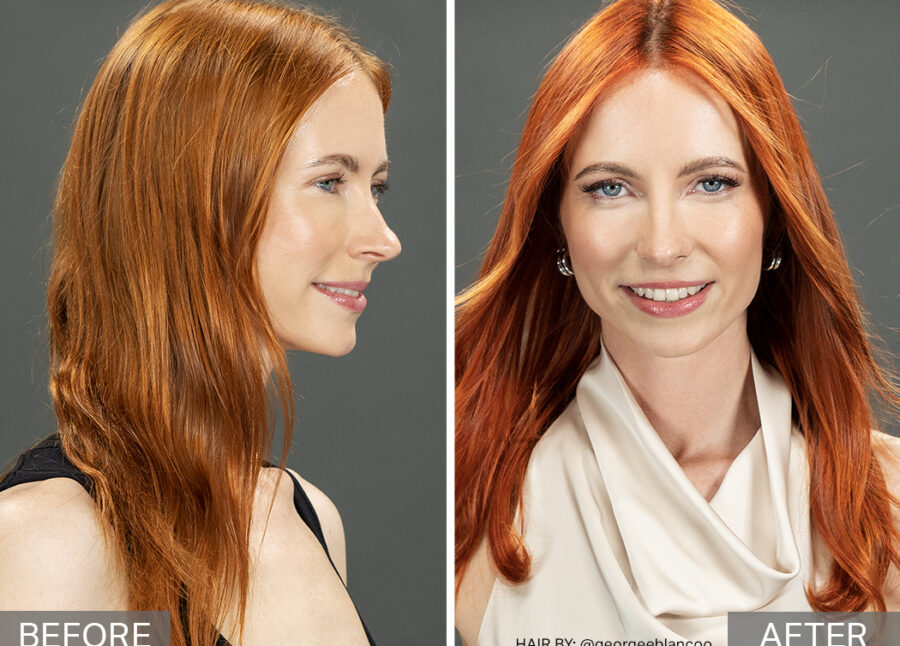 Before and After Hair Model of Fierce & Fiery! Set your Style Ablaze with this Express Copper Balayage