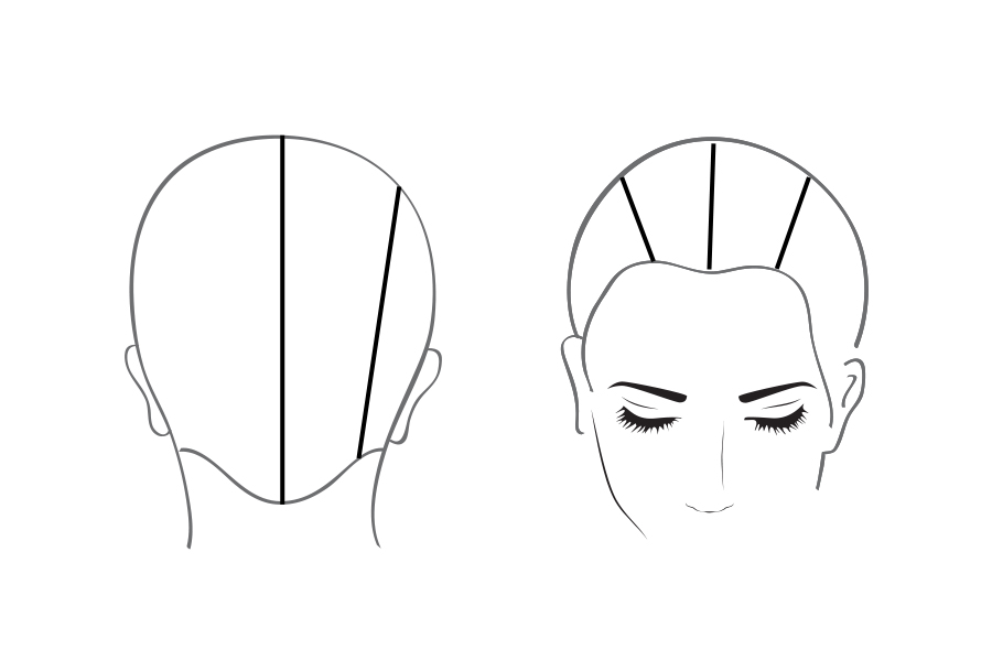 Head sheet guide for mohawk sectioning