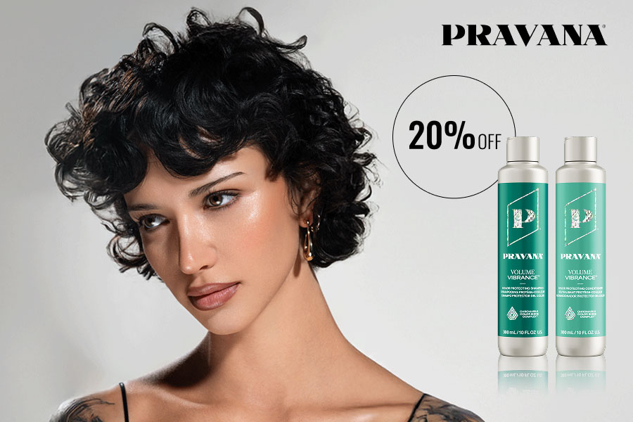 PRAVANA 20% Promo Volume Vibrance with Female Model