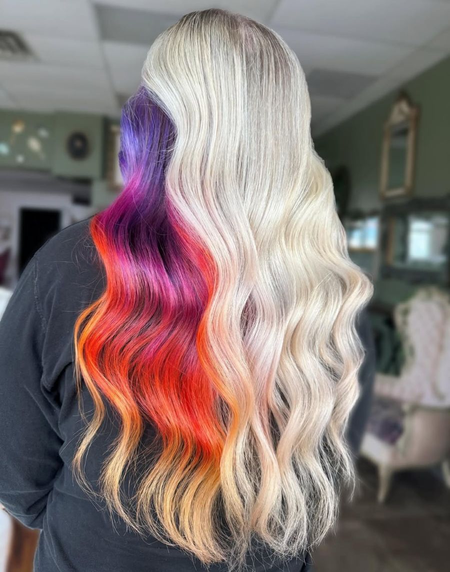 Platinum Blonde Rainbow, image by @amandakay.hair on Instagram