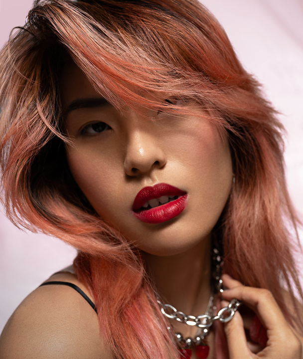Female model with PRAVANA VIVIDS Original Juicy haircolor