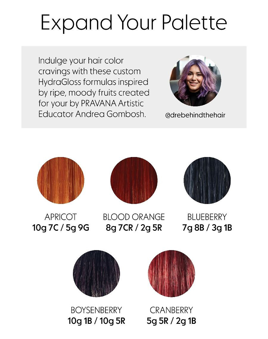 Swatches of custom HydraGloss demi-permanent hair color fruit shades by @behindthehair